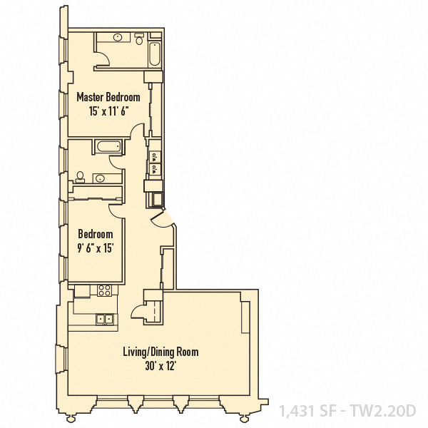 Two Bedroom D floor plan